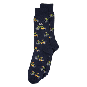 Bicycles-motiv Merino Socken in Marineblau