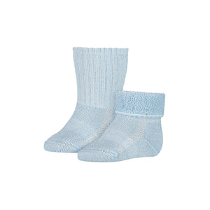 Weiche Merinowolle Babysocken mit Frottee in Blau - S1