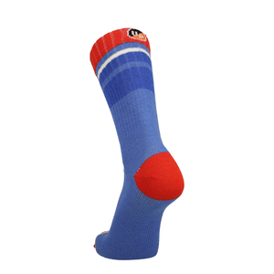 Merinofit Merino Laufsocken, hellblau mit roter Ferse und Zehenakzent