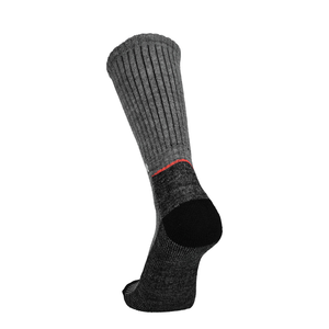 Merino Wandersocken anthrazit mit schwarzer Unterseite und rotem Streifen über der Ferse