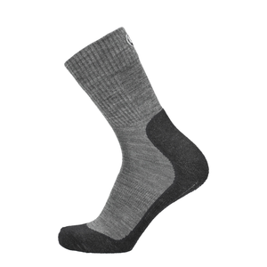 Merino Tencel Wandersocke, hellgrau mit dunkelgrauer Ferse und Zehe