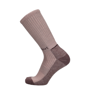Napa dicke Merino Wandersocke in Rosa; gerippter Schaft und dunkelbraune Sohle