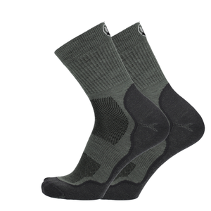 Merino Laufsocke in Dunkelgrün mit schwarzem Einsatz und Meshzonen