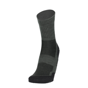 Merino Laufsocke graugrün mit schwarzen Meshpaneelen und verstärkter Zehe