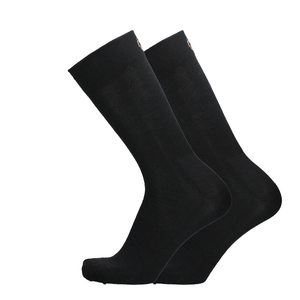 Merino Linersocken in Schwarz, Paar, gerippter Bund und verstärkte Ferse