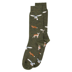 Wald Lifestyle Merino Alltagssocken mit tierischem Design in grüner Farbe für Komfort und Stil im Alltag.
