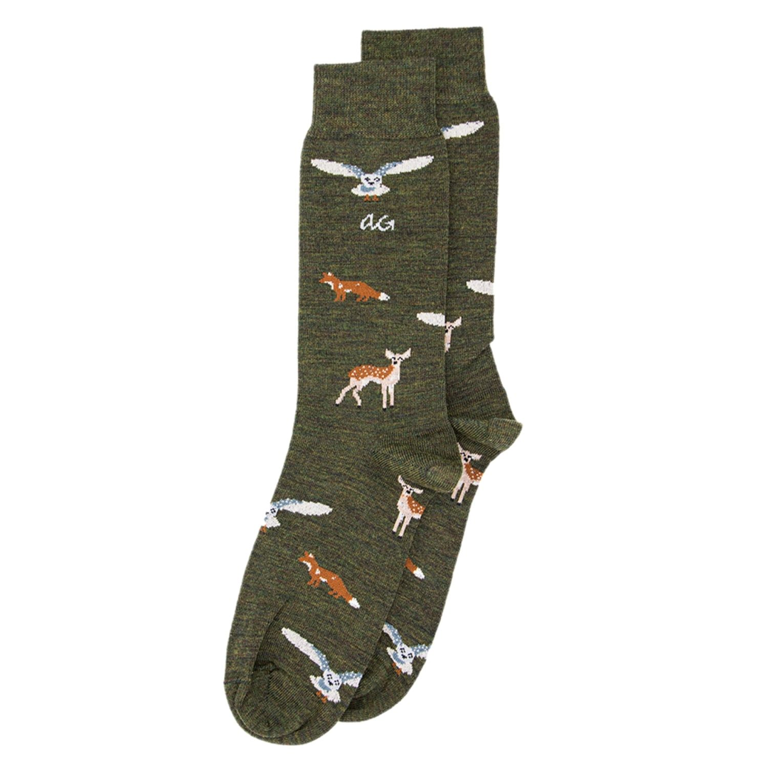 Waldtiere-motiv Merino Socken - Forest Animals