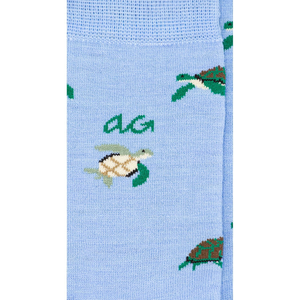 Schildkröten-motiv Merino Socken - Turtles in Hellblau