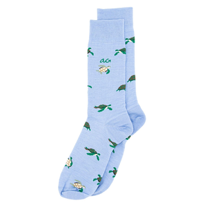 Schildkröten-motiv Merino Socken - Turtles in Hellblau