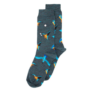 Eisvogel Lifestyle Merino Socken mit buntem Eisvogel-Muster, ideal für Komfort und Stil im Alltag.