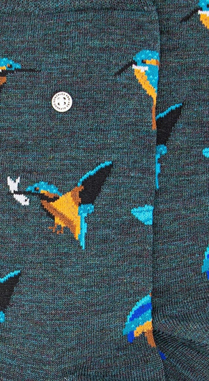 Eisvogel Lifestyle Merino Socken mit Tier-Muster, ideal für Komfort und Stil im Alltag.