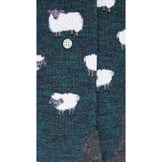Schaf Merino Wandersocken mit Frotteesohle, grün mit Schafmotiven, ideal für Wandertouren und Komfort.