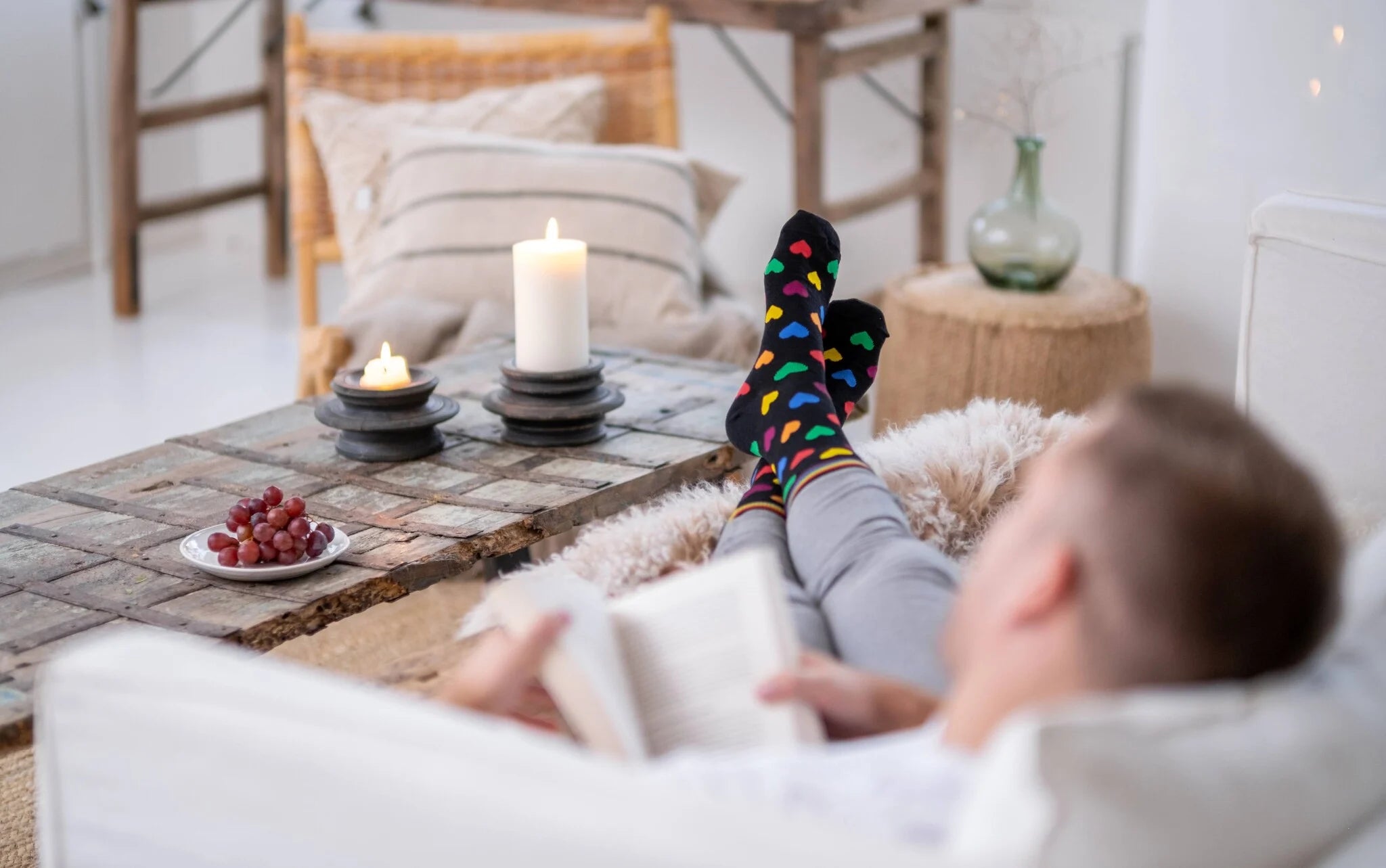 Regenbogenherzen Pattern Socke