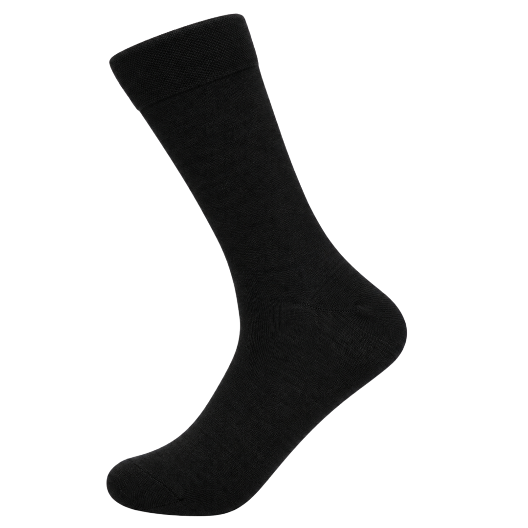 Merinowollsocken mit Frotteesohle, schwarz