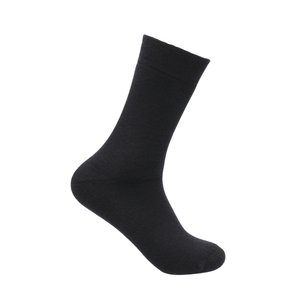 Schwarze Merinowollsocke mit Frotteefutter und breitem Bund