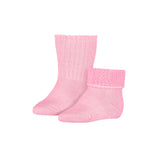 Weiche Merinowolle Babysocken mit Frottee in Rosa- S1