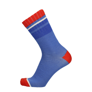 Merinofit Merino Laufsocken, hellblau mit roter Zehe und breiten Streifen