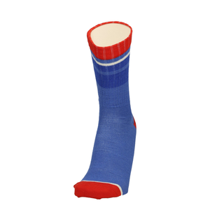Merinofit Merino Laufsocken, hellblau mit rotem Bund und Sohlenrand