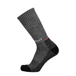 Merino Wandersocken anthrazit mit schwarzer Ferse und Zehe, rote Akzente