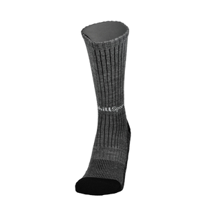 Merino Wandersocken anthrazit mit schwarzer Zehe, geripptem Schaft und Logo