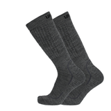 Dunkelgraue Merinosocken mit Logo und geripptem Bund