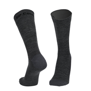 Merino Linersocken in Dunkelgrau, Paar mit geripptem Bund und runder Zehe