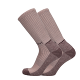 Napa dicke Merino Wandersocke in Rosa; gerippter Schaft und dunkelbraune Zehe/Ferse