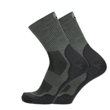 Merino Laufsocke in Dunkelgrün mit schwarzem Einsatz und Meshzonen