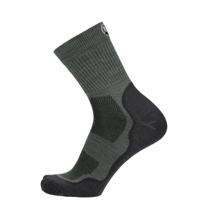 Merino Laufsocke dunkelgrün mit schwarzen Paneelen und Mesh am Spann