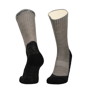 Paar Merino Socken, taupe mit schwarzer Ferse und Zehe