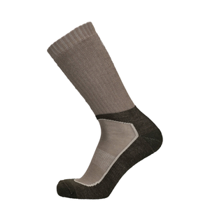 Wandersocken Taupe Melange, einzelne Socke mit kontrastierendem Einsatz und Zehenverstärkung