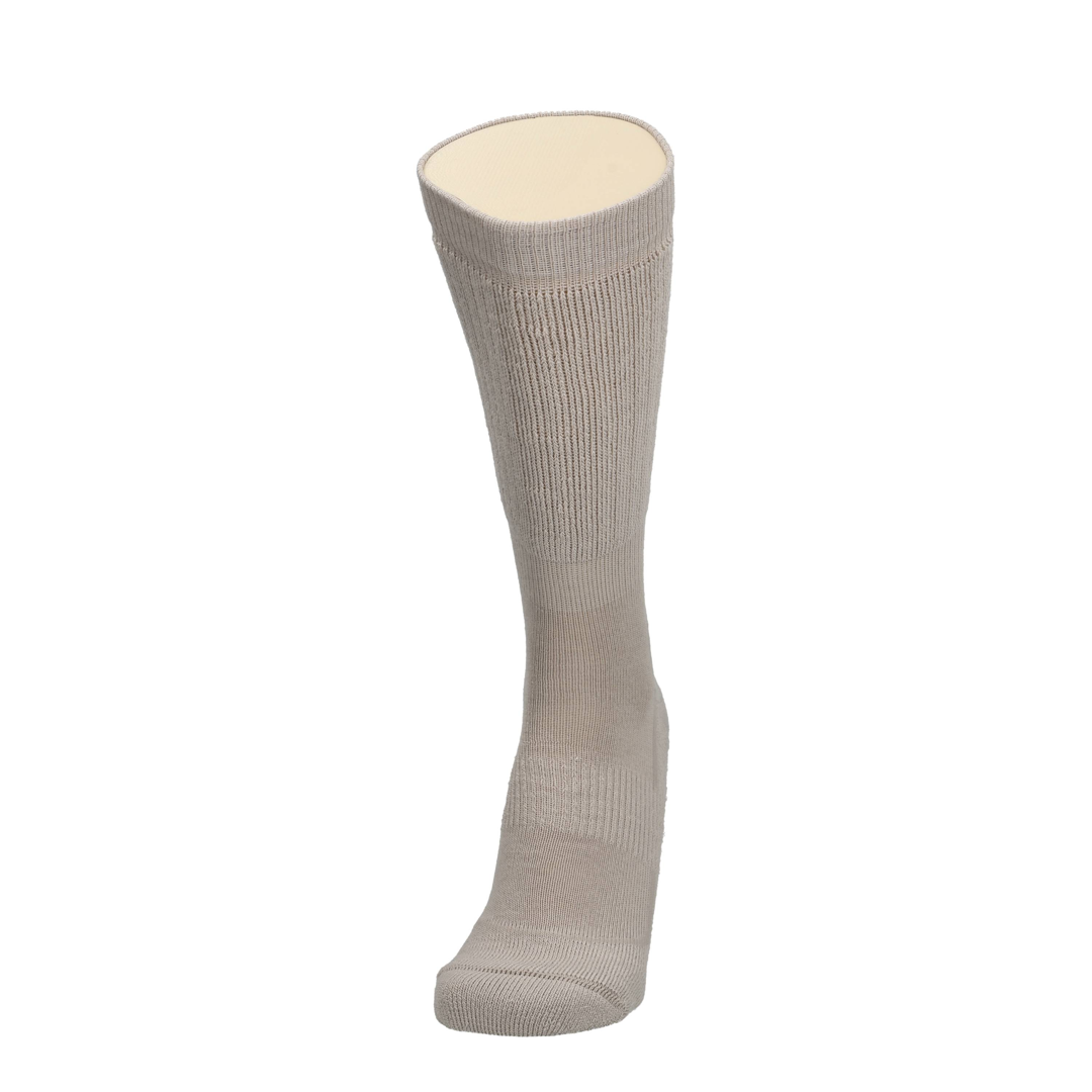 Beige Merino Socke, hohes Crew-Modell mit offenem Schaftrand