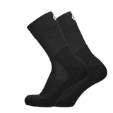 Wandersocken schwarz mit dunklerem Einsatz an Zehe und Ferse, gerippter Bund