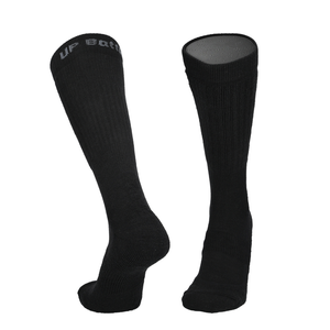 Zwei schwarze Merino Socken, hohes Modell mit Markenstreifen oben