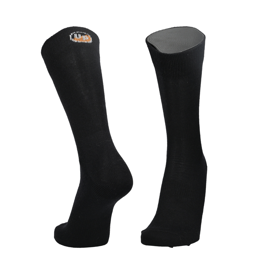 Merino Linersocken, schwarz und dunkelgrau, Paar mit geripptem Bund