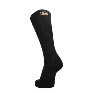 Merino Linersocke in Schwarz, Logo am Bund, gerippter Strick und runde Zehe