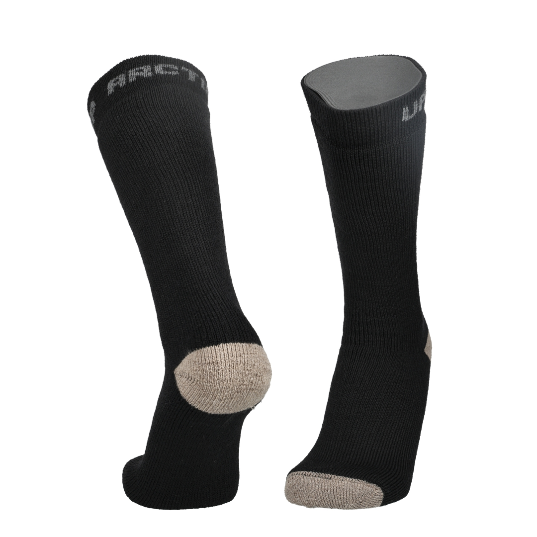 Arctic extra warme Merinosocken: schwarz mit beiger Zehe, Vorder- und Rückseite