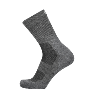 Merino Laufsocke grau mit Einsätzen am Spann und verdickter Sohle