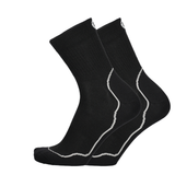 Merino Laufsocken schwarz mit weißen Nähten und Meshzonen am Fuß