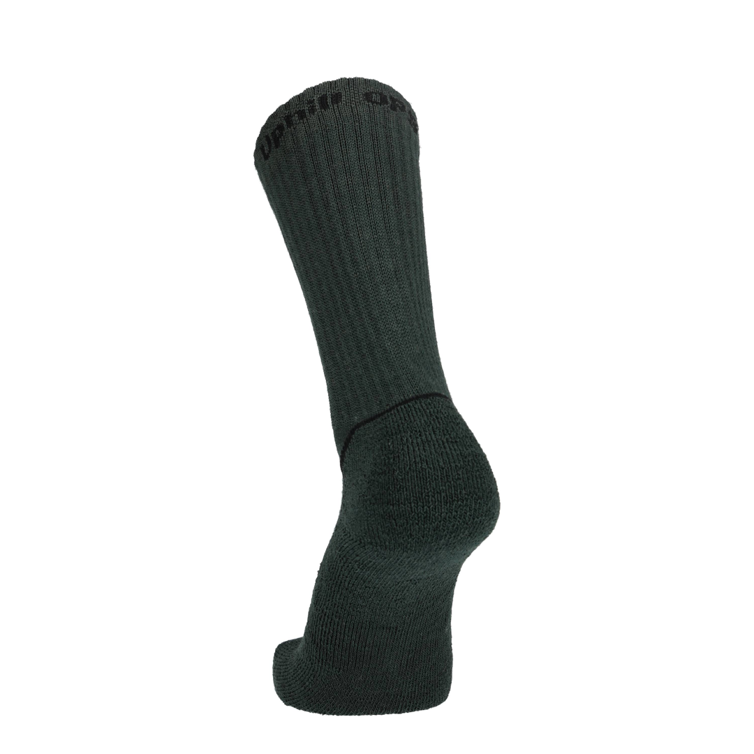Schwarze Merino Socke, gerippter Schaft und bequemer Bund