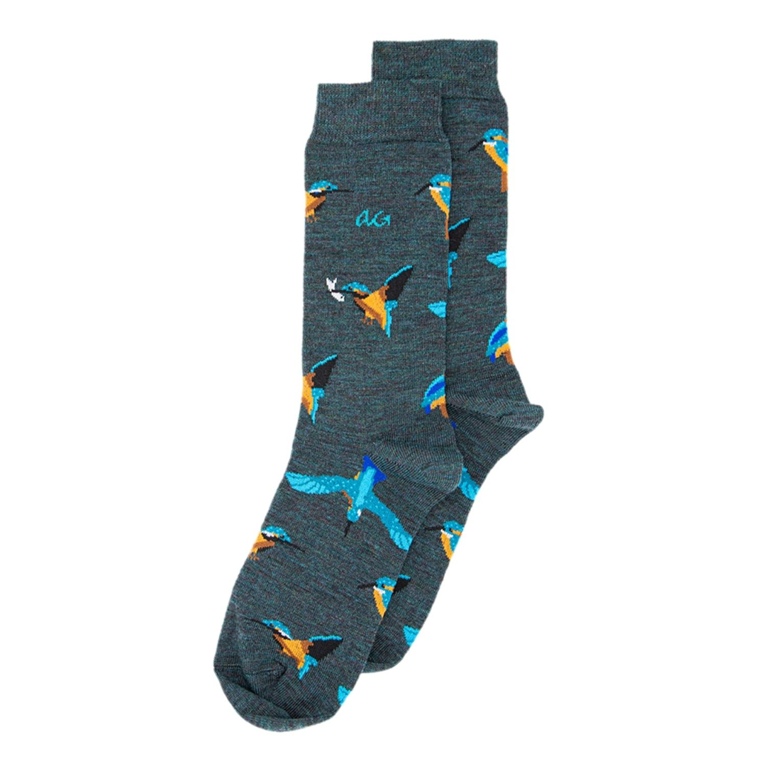 Eisvogel-motiv Merino Socken - Kingfisher
